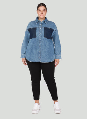 
            
                Load image into Gallery viewer, Three-Tone Denim Shirt - Pretty and All
            
        