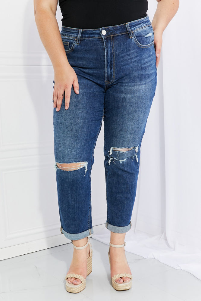 
            
                Load image into Gallery viewer, Distressed Cropped Jeans - VERVET by Flying Monkey
            
        
