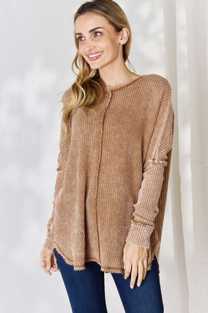 
            
                Load image into Gallery viewer, Oversized Washed Waffle Long Sleeve Top
            
        